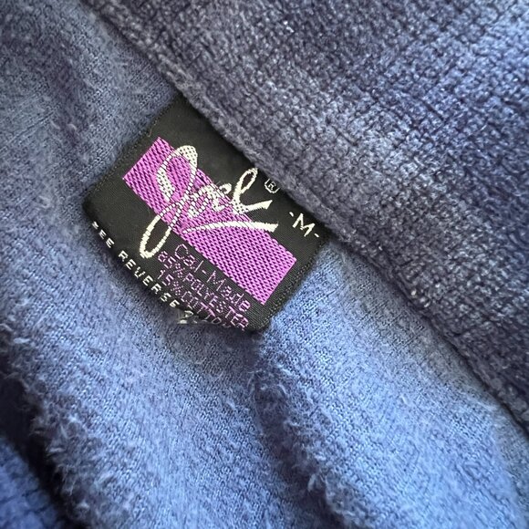 90's Velour Polo Style Shirt - Joel - Navy Long Sleeve - Size Medium - Picture 10 of 10